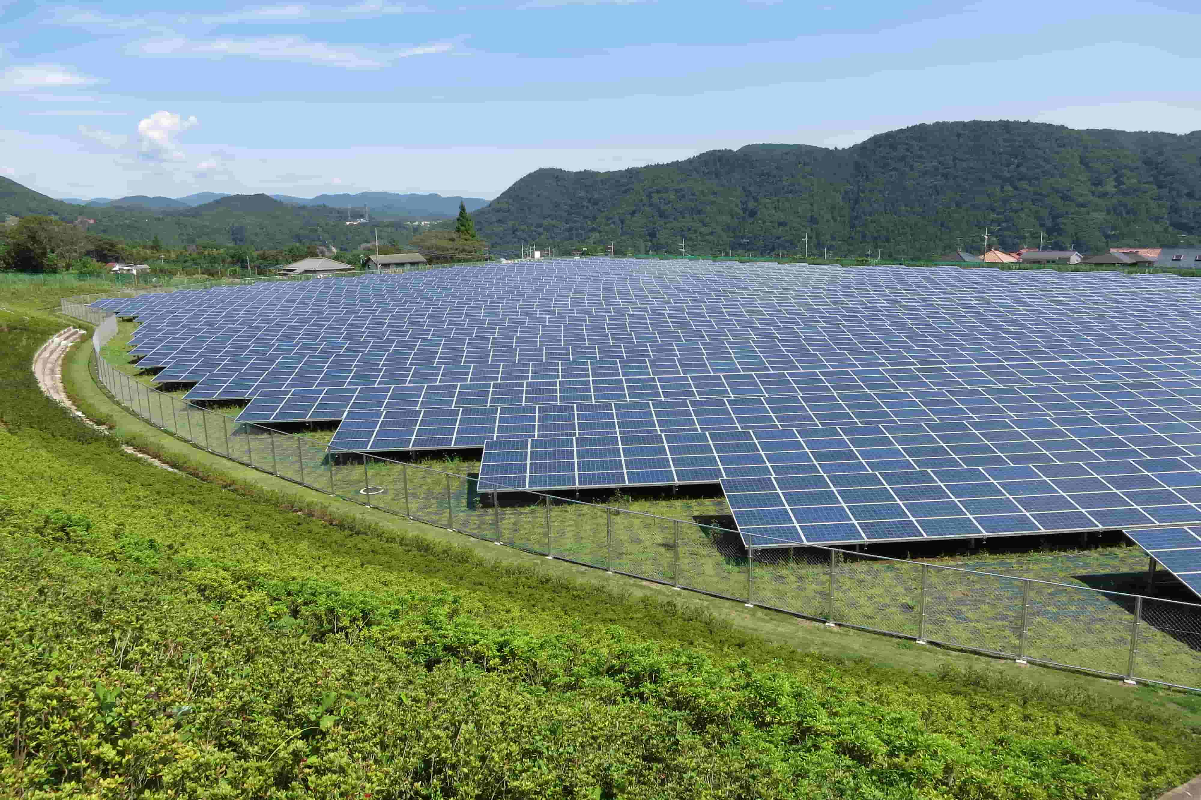 Solar farm aerial view