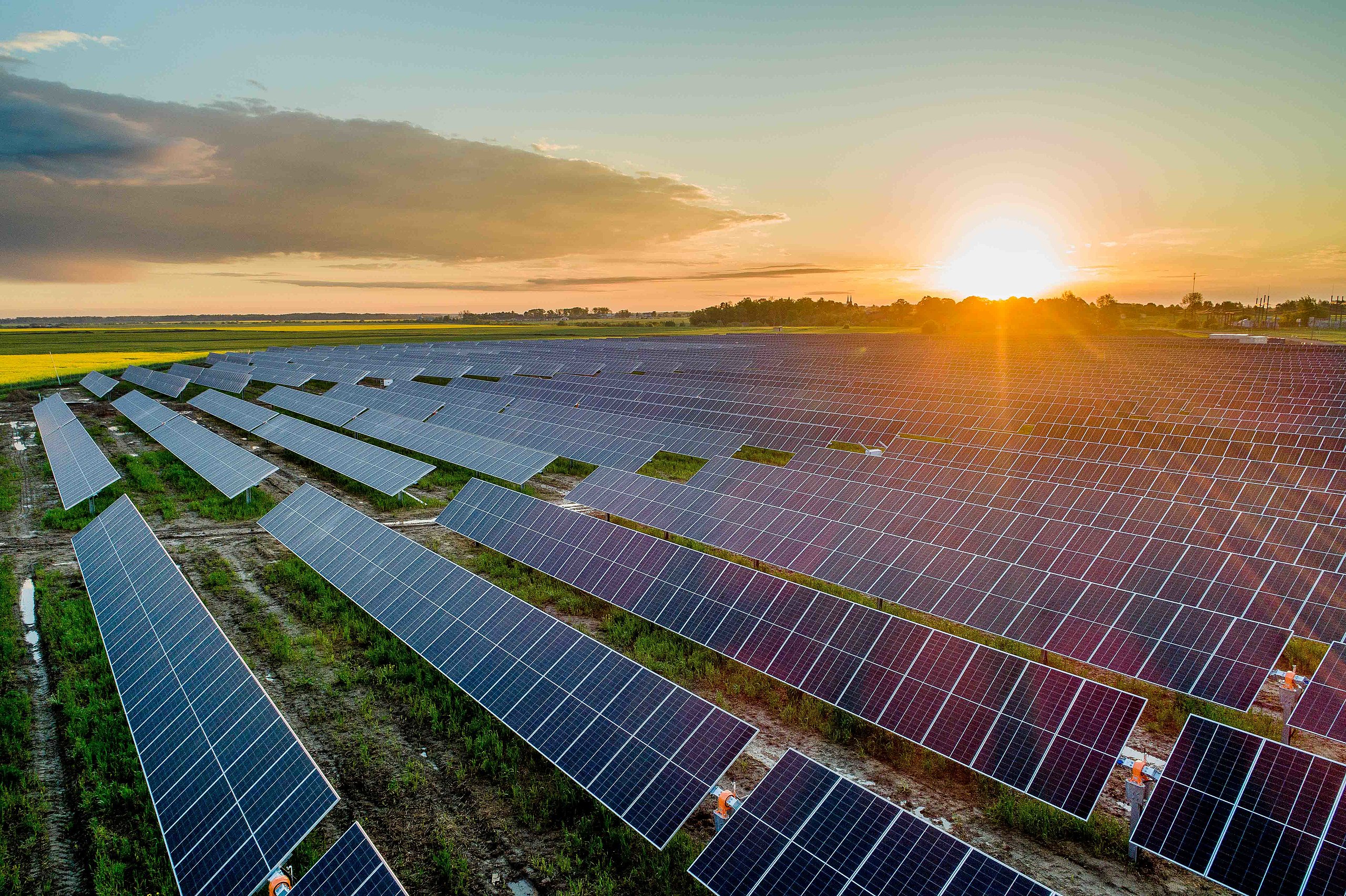 Engineers inspecting solar panels
